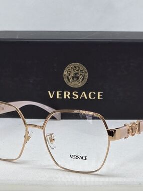 Versace Women's Rose Gold & Pink Metal Frame Eyeglasses